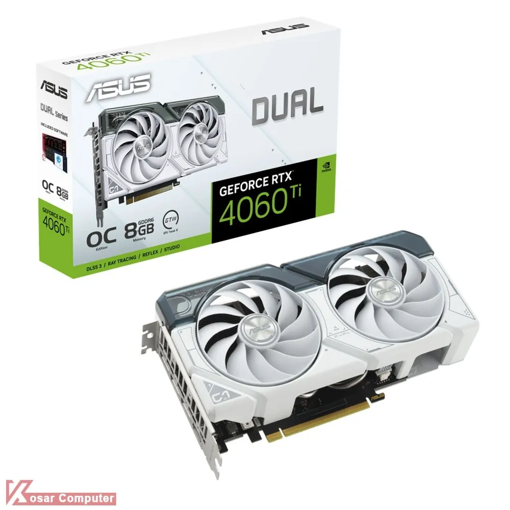 کارت گرافیک ایسوس Dual RTX 4060 Ti White OC 8GB