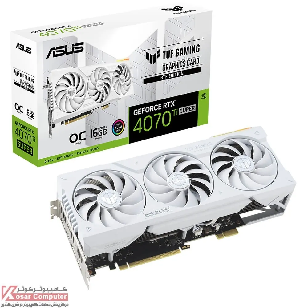 کارت گرافیک ایسوس TUF Gaming RTX 4070 Ti SUPER BTF White OC 16GB