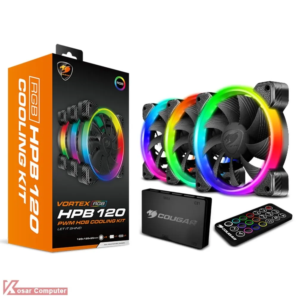 فن کیس کوگار 9 پره مدل VORTEX HPB 120 RGB