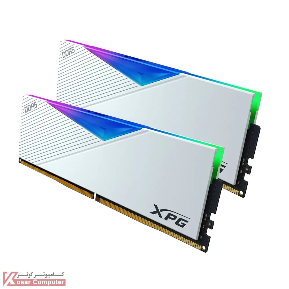 رم ای دیتا 16 گیگابایت (2×8) دو کانال سفید DDR5 CL38 باس 5200 مدل LANCER RGB