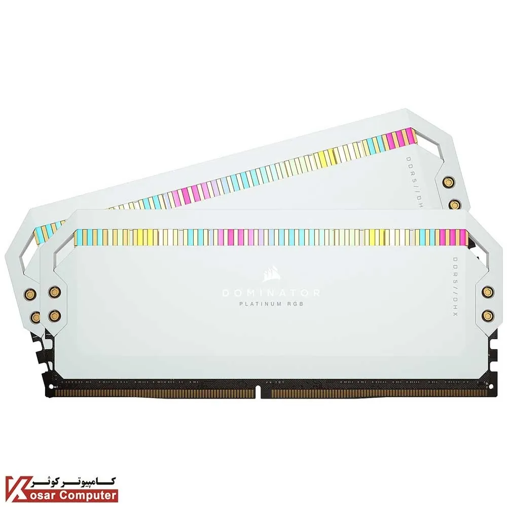 رم کورسیر 64 گیگابایت (2×32) سفید دو کانال DDR5 6000 مدل Dominator Platinum RGB CL40