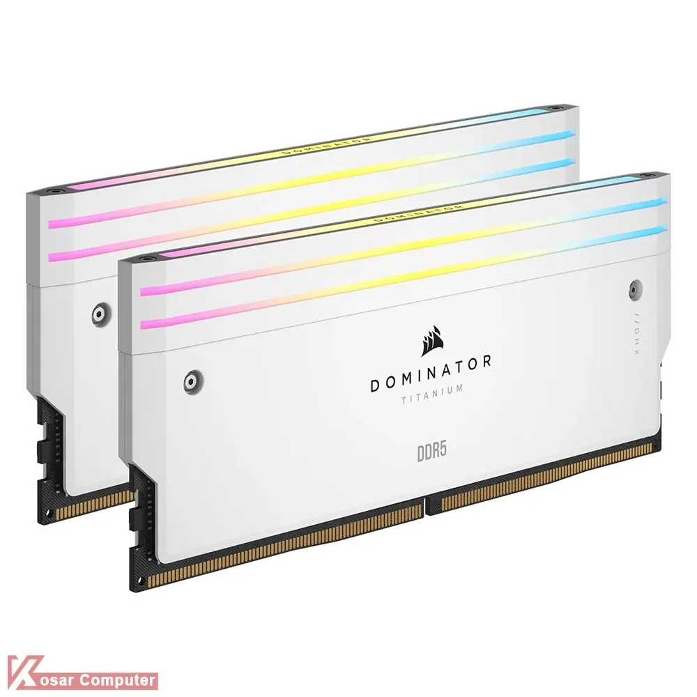 رم کورسیر سفید 48 گیگابایت (2×24) دو کانال DDR5 6000 مدل Dominator Titanium RGB WHITE CL30