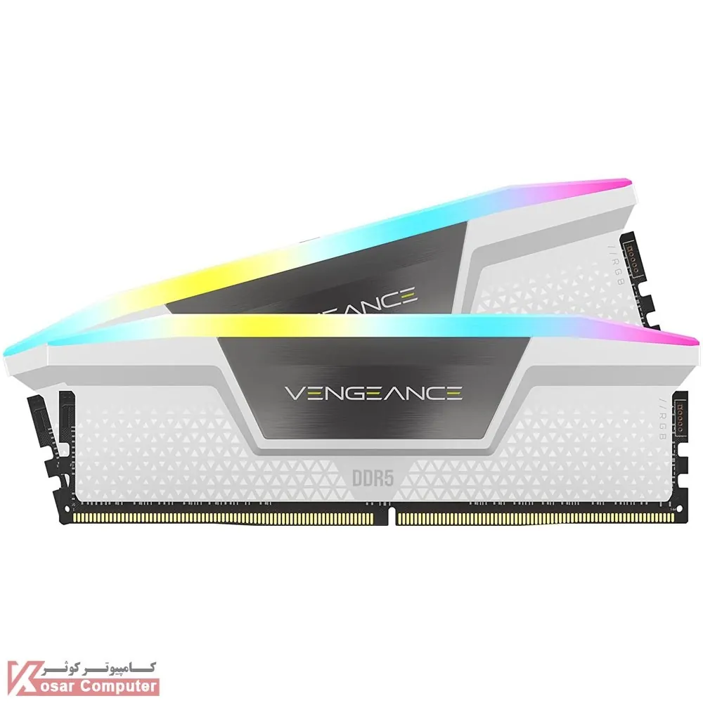 رم کورسیر سفید 32 گیگابایت (2×16) دو کانال DDR5 5600 مدل Vengeance RGB CL40 WHITE